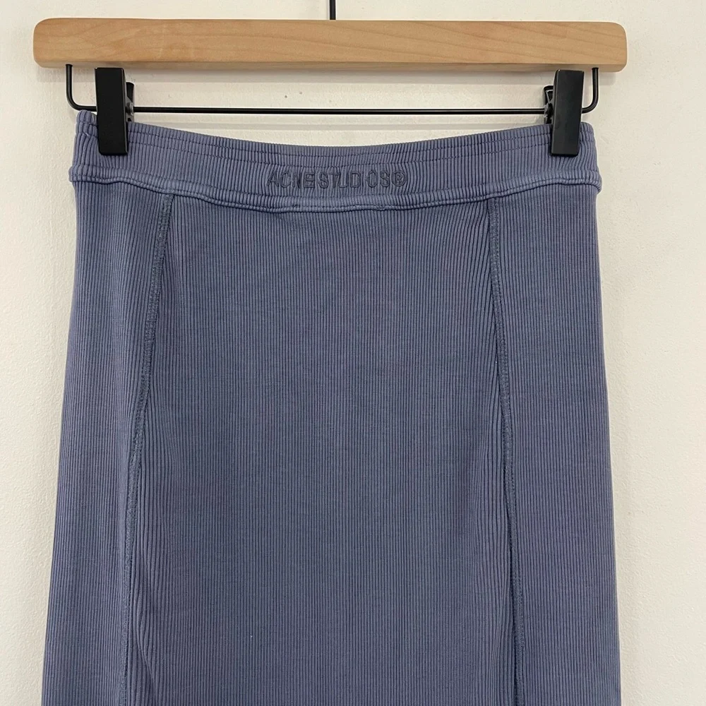 ACNE STUDIOS Rib Knit Midi Skirt | Minimalist Scandi Stretch XS - Picture 8 of 13